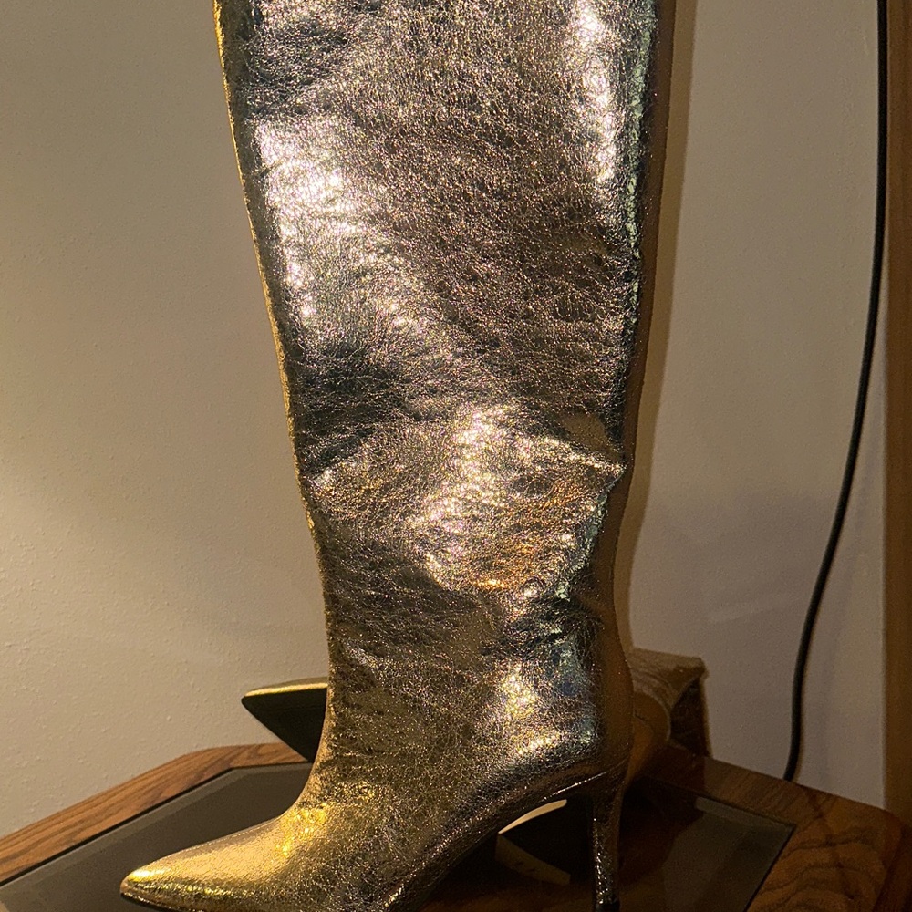 Worthington Metallic Gold Heeled Boots